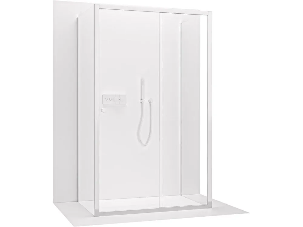 Akce CERANO - Třístěnný sprchový kout Varone POINT U L/P - 6 mm - chrom, transparentní sklo - 90x90x195 cm - posuvný