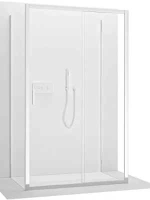 Akce CERANO - Třístěnný sprchový kout Varone LINE U L/P - 6 mm - chrom, transparentní sklo - 150x90x195 cm - posuvný