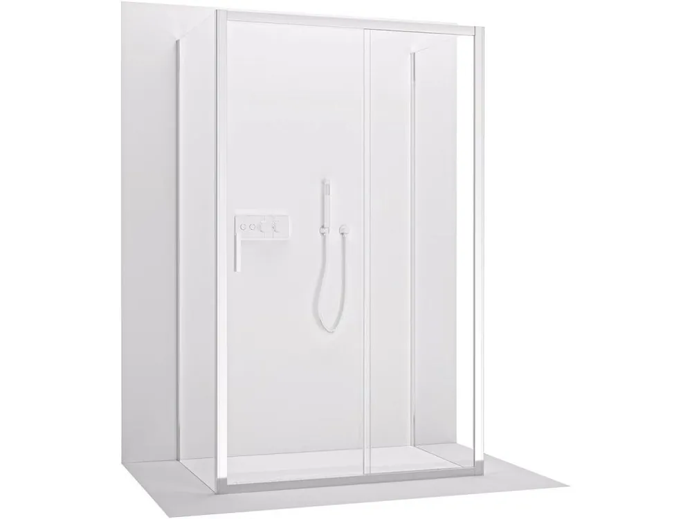 Akce CERANO - Třístěnný sprchový kout Varone LINE U L/P - 6 mm - chrom, transparentní sklo - 150x90x195 cm - posuvný