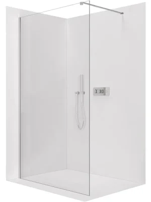 Zlevněný CERANO - Sprchová zástěna Walk-in Onyx Cube L/P - 10 mm - hranatá vzpěra - chrom, transparentní sklo - 150x200 cm