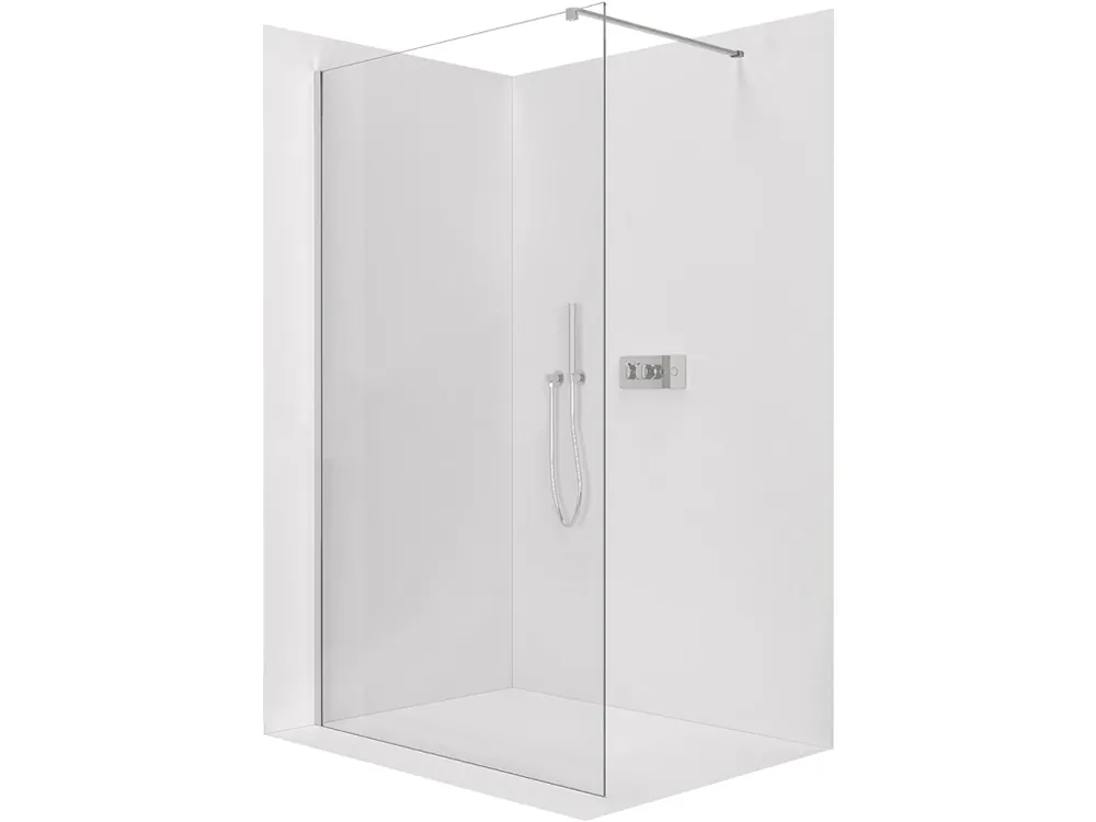 Zlevněný CERANO - Sprchová zástěna Walk-in Onyx Cube L/P - 10 mm - hranatá vzpěra - chrom, transparentní sklo - 150x200 cm