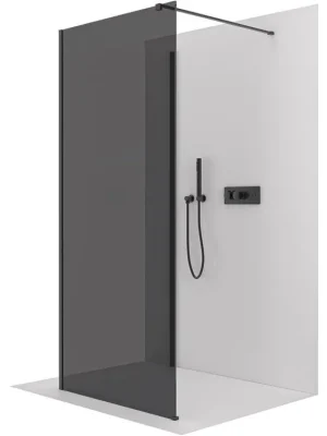 Akční Cena CERANO - Sprchová zástěna Walk-in Onyx Corner Cube L/P - 8 mm - hranatá vzpěra - černá matná, grafitové sklo - 150x110x200 cm