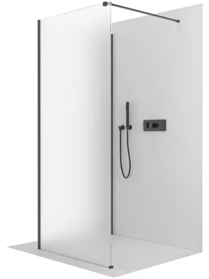 Akce CERANO - Sprchová zástěna Walk-in Onyx Corner Cube L/P - 8 mm - hranatá vzpěra - černá matná, mléčné sklo - 40x30x200 cm