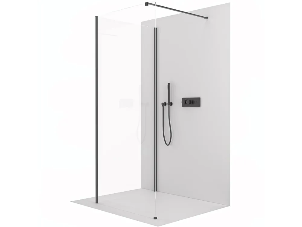 Akce CERANO - Sprchová zástěna Walk-in Onyx Corner Cube L/P - 8 mm - hranatá vzpěra - černá matná, transparentní sklo - 60x40x200 cm