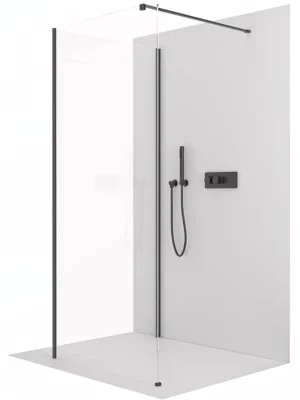 Akce CERANO - Sprchová zástěna Walk-in Onyx Corner Cube L/P - 8 mm - hranatá vzpěra - černá matná, transparentní sklo - 80x40x200 cm