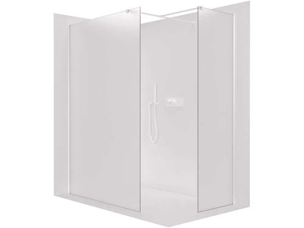 Značkový CERANO - Sprchová zástěna Walk-in Onyx T L/P - 8 mm - hranatá vzpěra - bílá matná, mléčné sklo - 70x30x200 cm