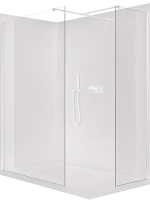 Akční Cena CERANO - Sprchová zástěna Walk-in Onyx T L/P - 8 mm - hranatá vzpěra - bílá matná, transparentní sklo - 150x30x200 cm