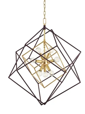 Akce Závěsné svítidlo ROUNDOUT ocel staromosaz E14 9x40W - HUDSON VALLEY