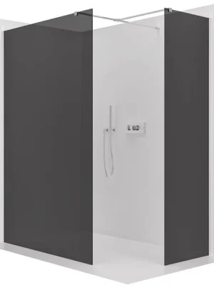 Zlevněný CERANO - Sprchová zástěna Walk-in Onyx T L/P - 8 mm - hranatá vzpěra - chrom, grafitové sklo - 120x40x200 cm