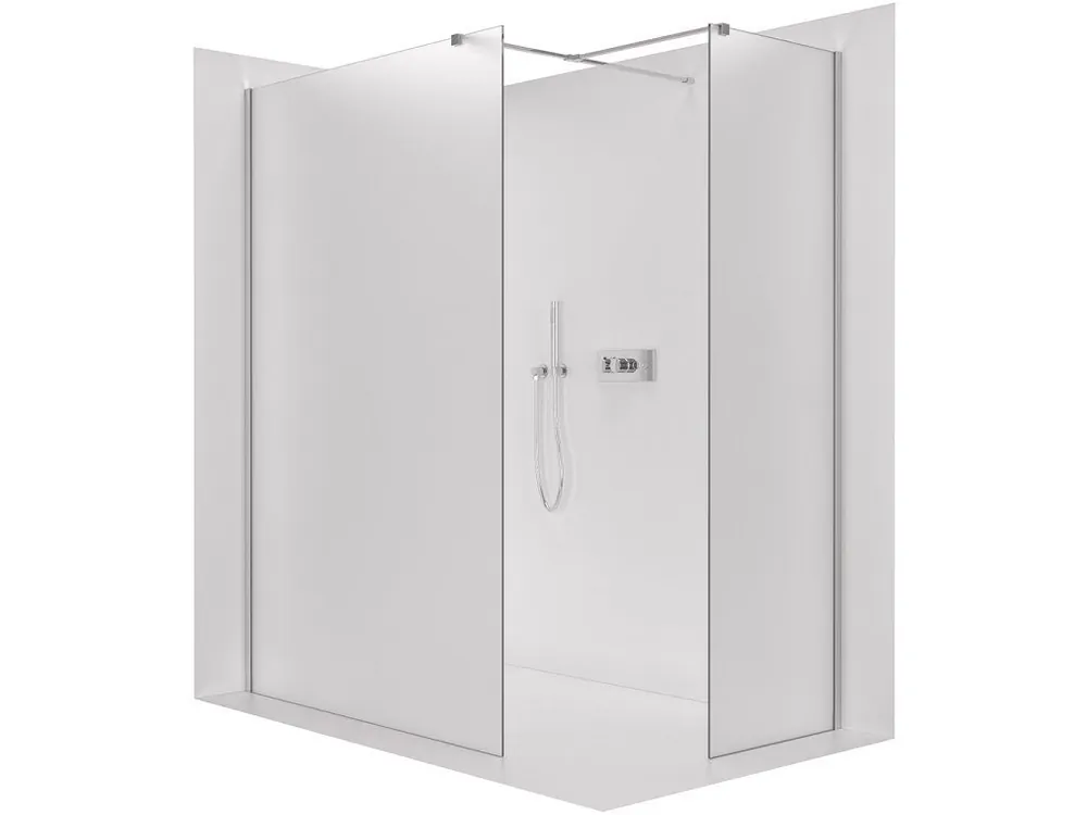 Zlevněný CERANO - Sprchová zástěna Walk-in Onyx T L/P - 8 mm - hranatá vzpěra - chrom, mléčné sklo - 120x30x200 cm
