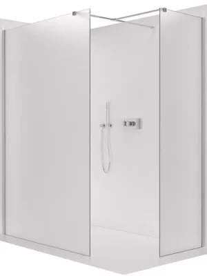 Akční Cena CERANO - Sprchová zástěna Walk-in Onyx T L/P - 8 mm - hranatá vzpěra - chrom, mléčné sklo - 120x40x200 cm