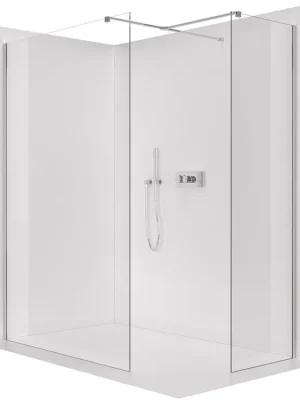 Akce CERANO - Sprchová zástěna Walk-in Onyx T L/P - 8 mm - hranatá vzpěra - chrom, transparentní sklo - 130x40x200 cm