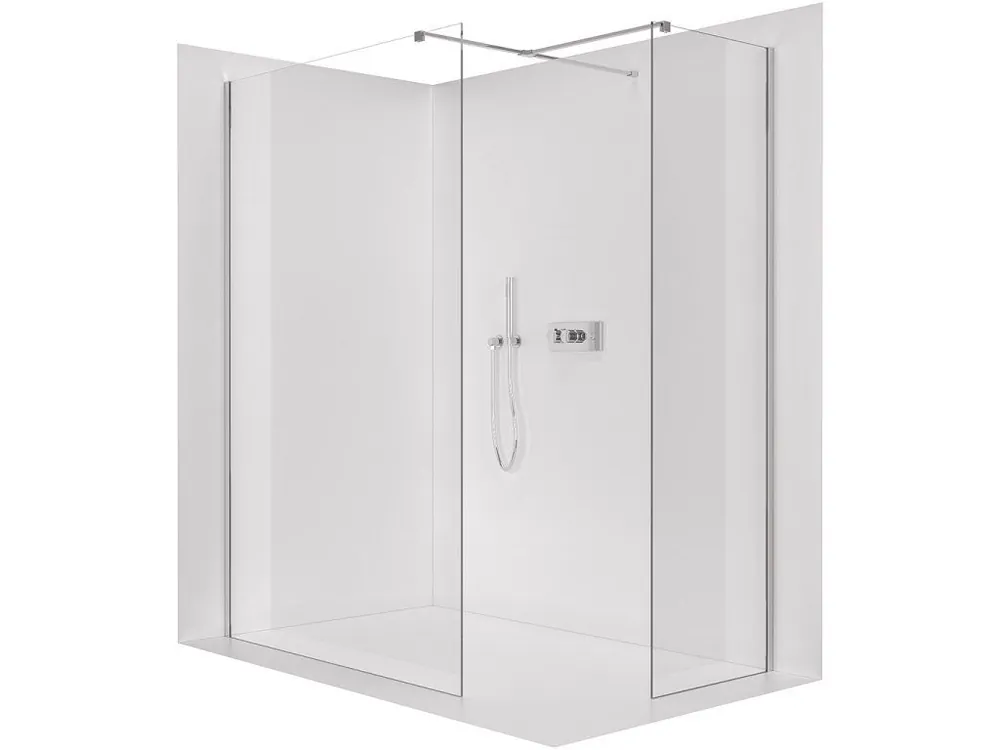 Akce CERANO - Sprchová zástěna Walk-in Onyx T L/P - 8 mm - hranatá vzpěra - chrom, transparentní sklo - 130x40x200 cm