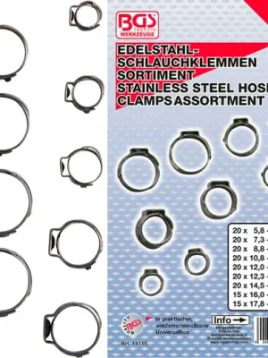 Cenový Hit BGS Sada nerezových hadicových spon, O 5,8 - 21 mm, 170dílná