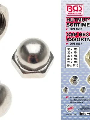 Finální Výprodej BGS Matice kloboučkové M3-M10, sada 150 dílů