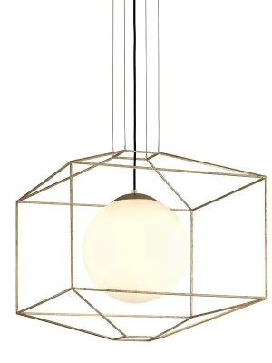 Závěsné svítidlo SILHOUETTE kov/sklo zlatá/opál E27 1x40W - HUDSON VALLEY (Troy) Značkový