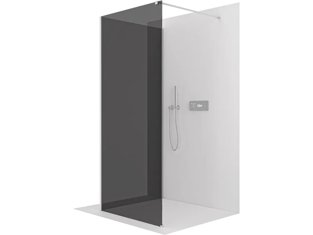 Akční Cena CERANO - Sprchová zástěna Walk-in Onyx Corner Cube L/P - 8 mm - hranatá vzpěra - chrom, grafitové sklo - 140x110x200 cm