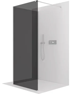 Akce CERANO - Sprchová zástěna Walk-in Onyx Corner Cube L/P - 8 mm - hranatá vzpěra - chrom, grafitové sklo - 140x130x200 cm