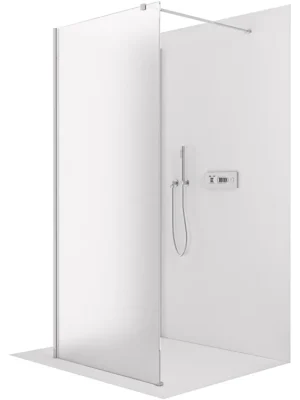 Akce CERANO - Sprchová zástěna Walk-in Onyx Corner Cube L/P - 8 mm - hranatá vzpěra - chrom, mléčné sklo - 140x110x200 cm