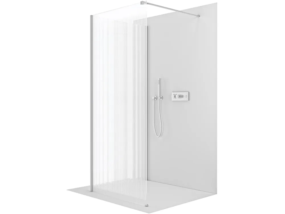 Akční Cena CERANO - Sprchová zástěna Walk-in Onyx Corner Cube L/P - 8 mm - hranatá vzpěra - chrom, rýhované sklo - 150x100x200 cm