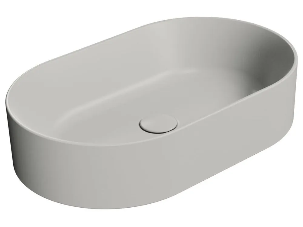 Značkový Sapho KUBE X keramické umyvadlo na desku, 60x37cm, oválné, cenere mat 945817