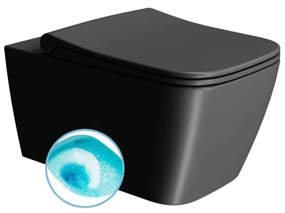 Sapho NUBES závěsná WC mísa, Swirlflush, 35x55cm, černá dual-mat 961526 Vrácení Zdarma