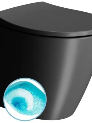 Ihned K Objednání Sapho MODO WC mísa stojící, Swirlflush, 37x52cm, spodní/zadní odpad, černá dual-mat 981026