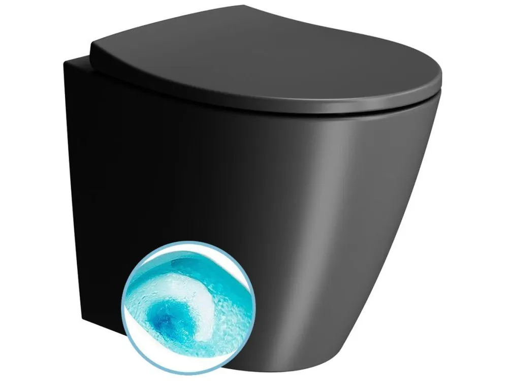 Ihned K Objednání Sapho MODO WC mísa stojící, Swirlflush, 37x52cm, spodní/zadní odpad, černá dual-mat 981026
