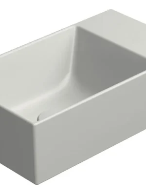Značkový Sapho KUBE X keramické umývátko 40x23cm, bez otvoru, pravé/levé, cenere mat 9484017