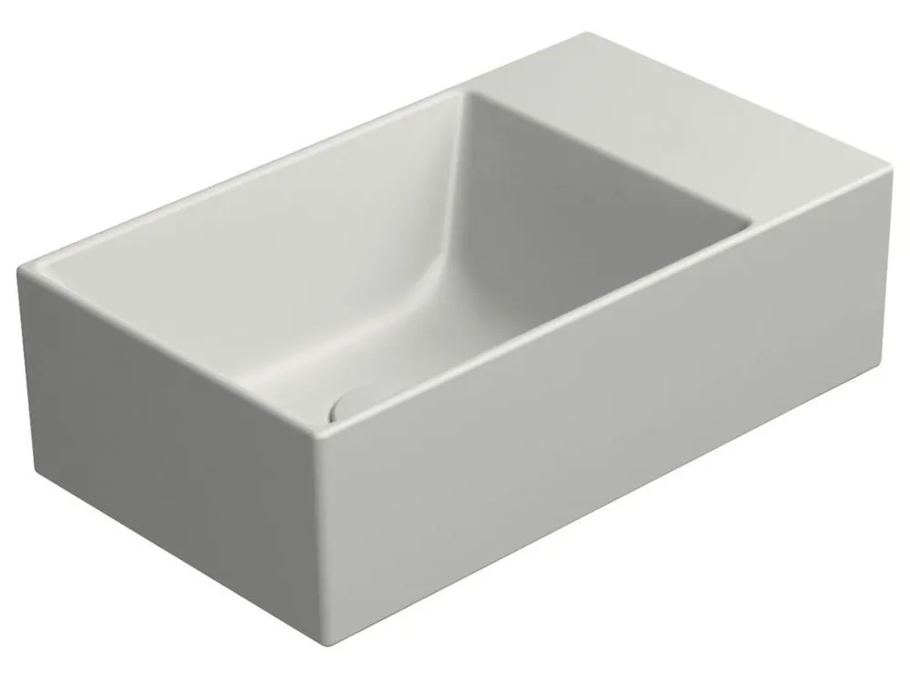 Značkový Sapho KUBE X keramické umývátko 40x23cm, bez otvoru, pravé/levé, cenere mat 9484017