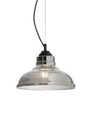 Značkový Závěsné svítidlo Ideal Lux Bistro' SP1 plate fume' 112343 šedé 28cm   - IDEALLUX