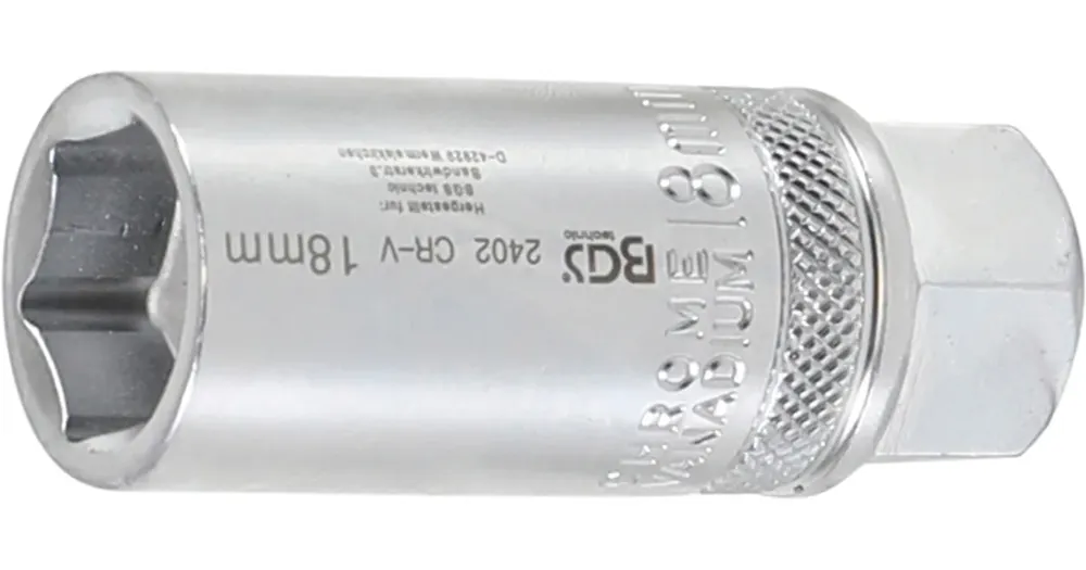 Zlevněný BGS Hlavice nástrčná pro zapalovací svíčky s pružinou 1/2" x 18mm,6.ti hranná,Chrom Vanadium