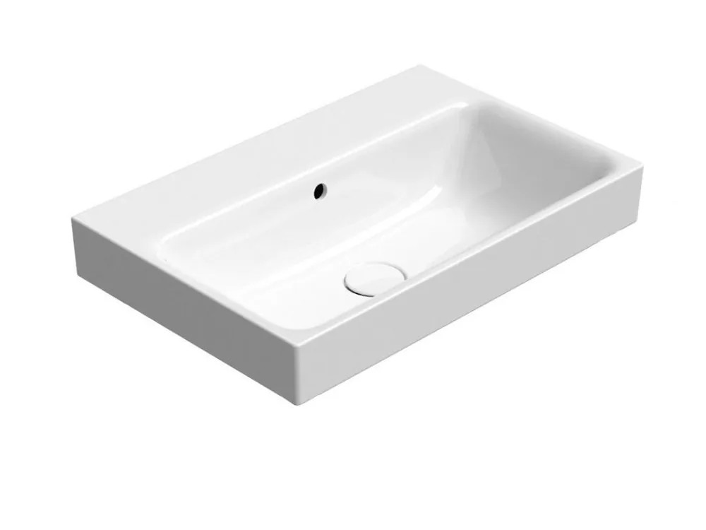 Zlevněný Sapho NUBES keramické umyvadlo 60x40cm, broušená spodní hrana, bez otvoru, bílá ExtraGlaze 96839011