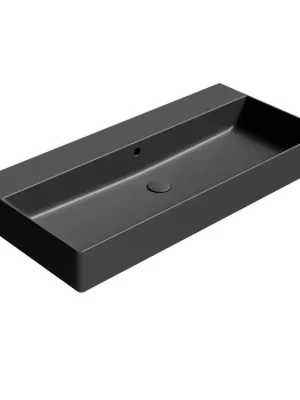 Značkový Sapho KUBE X keramické umyvadlo 100x47cm, bez otvoru, černá mat 9423026