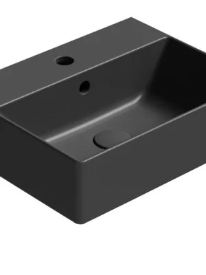 Značkový Sapho KUBE X keramické umyvadlo 45x35cm, broušená spodní hrana, černá mat 94859126