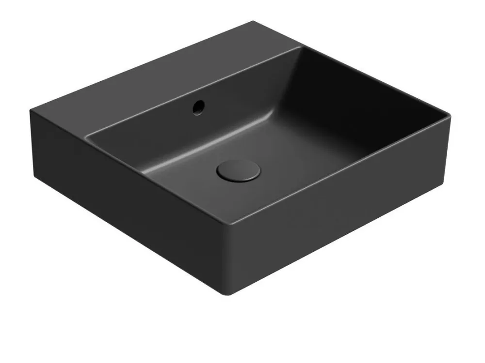 Akce Sapho KUBE X keramické umyvadlo 50x47cm, bez otvoru, černá mat 9430026