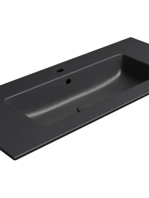Značkový Sapho PURA keramické umyvadlo Slim 102x46cm, černá mat 8886126