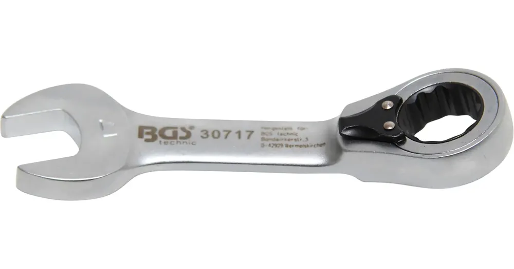 Značkový BGS Klíč očkoplochý ráčnový 17 mm, extra krátký