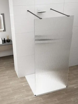 Zlevněný Polysan ESCA BLACK MATT jednodílná sprchová zástěna do prostoru, sklo Flute, 1300 mm ES1313-06