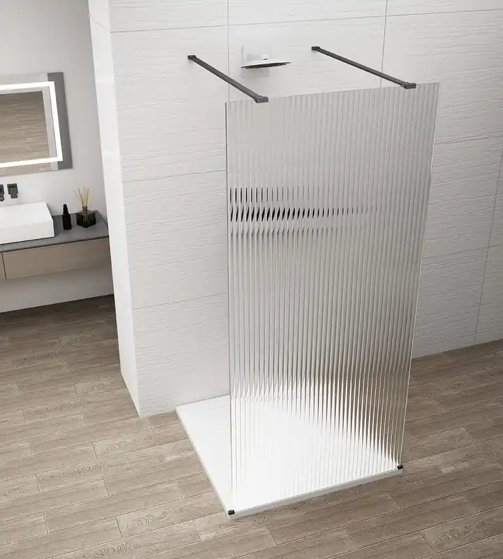 Zlevněný Polysan ESCA BLACK MATT jednodílná sprchová zástěna do prostoru, sklo Flute, 1300 mm ES1313-06