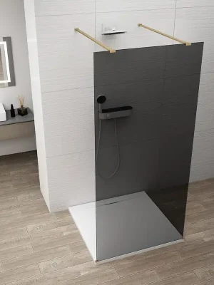 Značkový Polysan ESCA GOLD MATT jednodílná sprchová zástěna do prostoru, kouřové sklo, 1500 mm ES1215-08