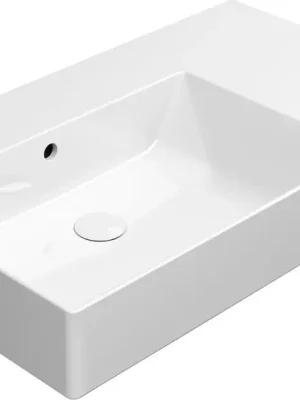 Akční Cena GSI KUBE X keramické umyvadlo 80x47cm, s odkládací plochou vpravo, broušená spodní hrana, bez otvoru, bílá ExtraGlaze 94569011