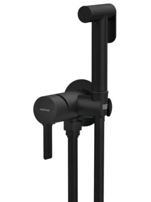 Značkový Sapho ICONIC podomítková bidetová baterie se Stop sprškou, kulatá, černá mat AF040B