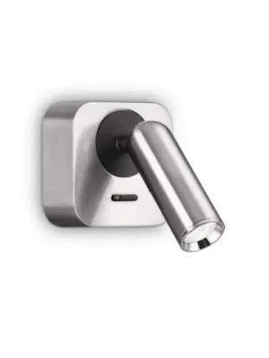 Značkový LED Nástěnné bodové svítidlo Ideal Lux BEAN SQUARE AP NICKEL 260679 3,5W 220lm 3000K IP20 6,5cm hranaté niklové - IDEALLUX