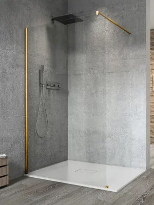 Značkový Gelco VARIO GOLD MATT jednodílná sprchová zástěna k instalaci ke stěně, čiré sklo, 700 mm GX1270-01