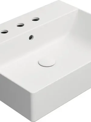 Zlevněný GSI KUBE X keramické umyvadlo 60x47cm, broušená spodní hrana, 3 otvory, bílá mat 94319309