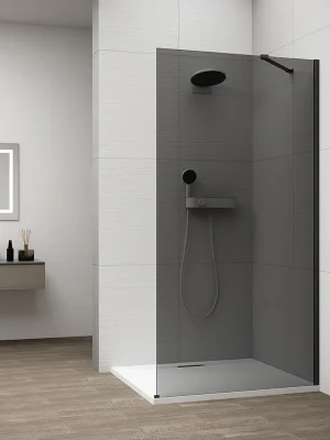 Akce Polysan ESCA BLACK MATT jednodílná sprchová zástěna k instalaci ke stěně, kouřové sklo, 1000 mm ES1210-02