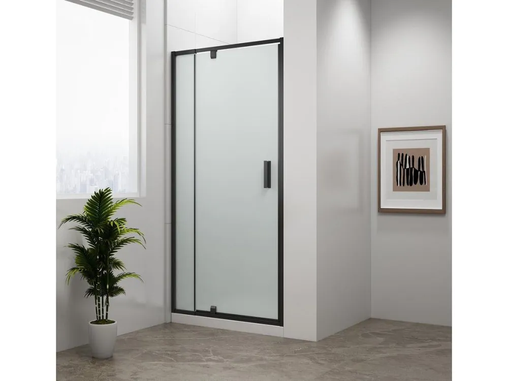 Akce Polysan EASY BLACK sprchové dveře otočné 760-900mm, sklo Brick EL1638B