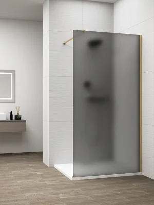 Akční Cena Polysan ESCA GOLD MATT jednodílná sprchová zástěna k instalaci ke stěně, kouřové matné sklo, 900 mm ES1490-04