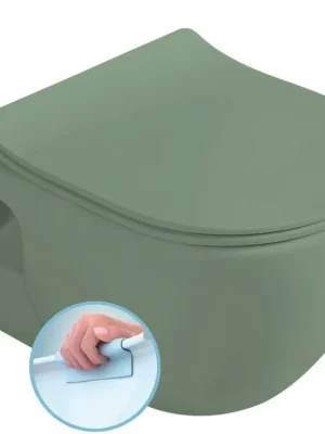 Značkový Sapho BRILLA závěsná WC mísa, Rimless, 36,5x53cm, zelená mat 100614-128